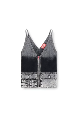 m-melly Canotta in maglia con tasche cargo in denim