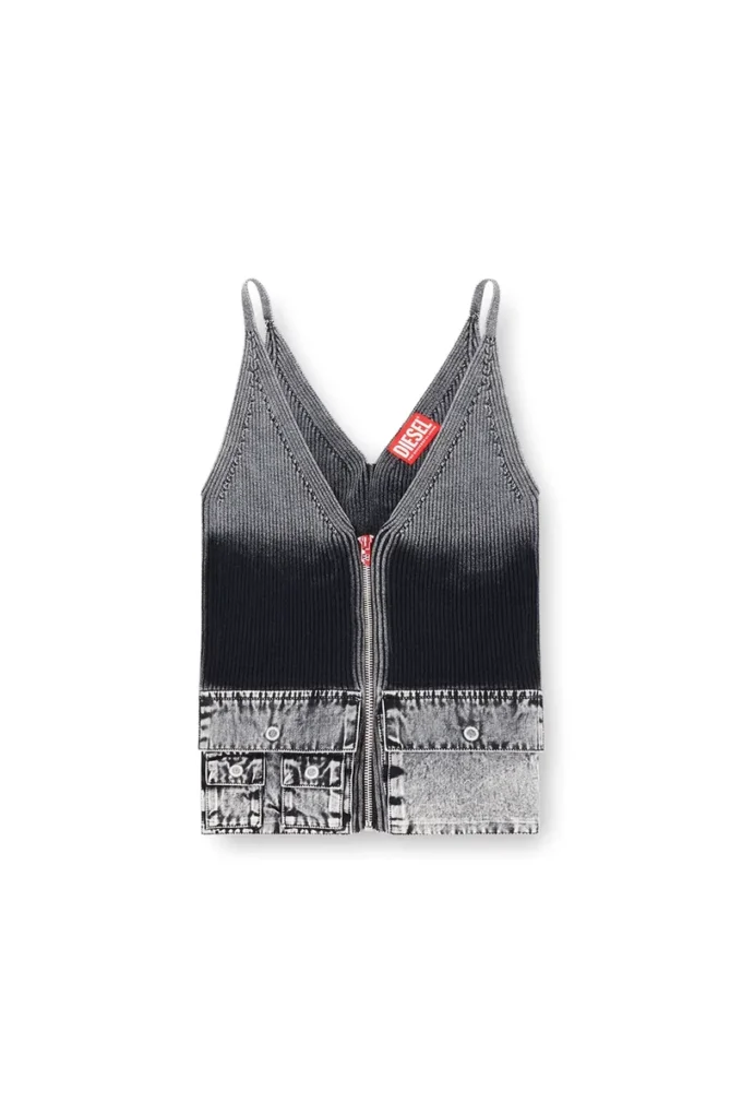 m-melly Canotta in maglia con tasche cargo in denim m-melly Canotta in maglia con tasche cargo in denim