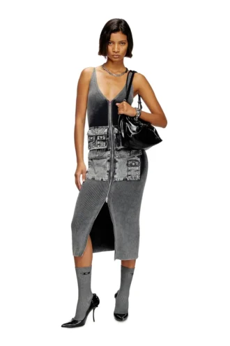 m-melti Abito midi in maglia con tasche a contrasto