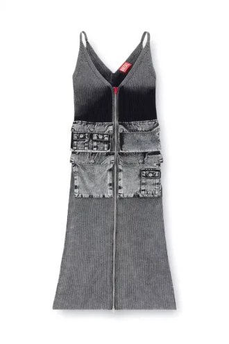 m-melti Abito midi in maglia con tasche a contrasto