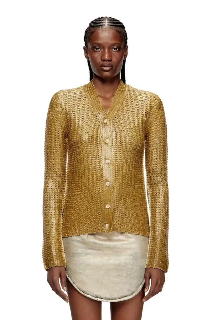 m-millo Cardigan a coste con effetto lucido