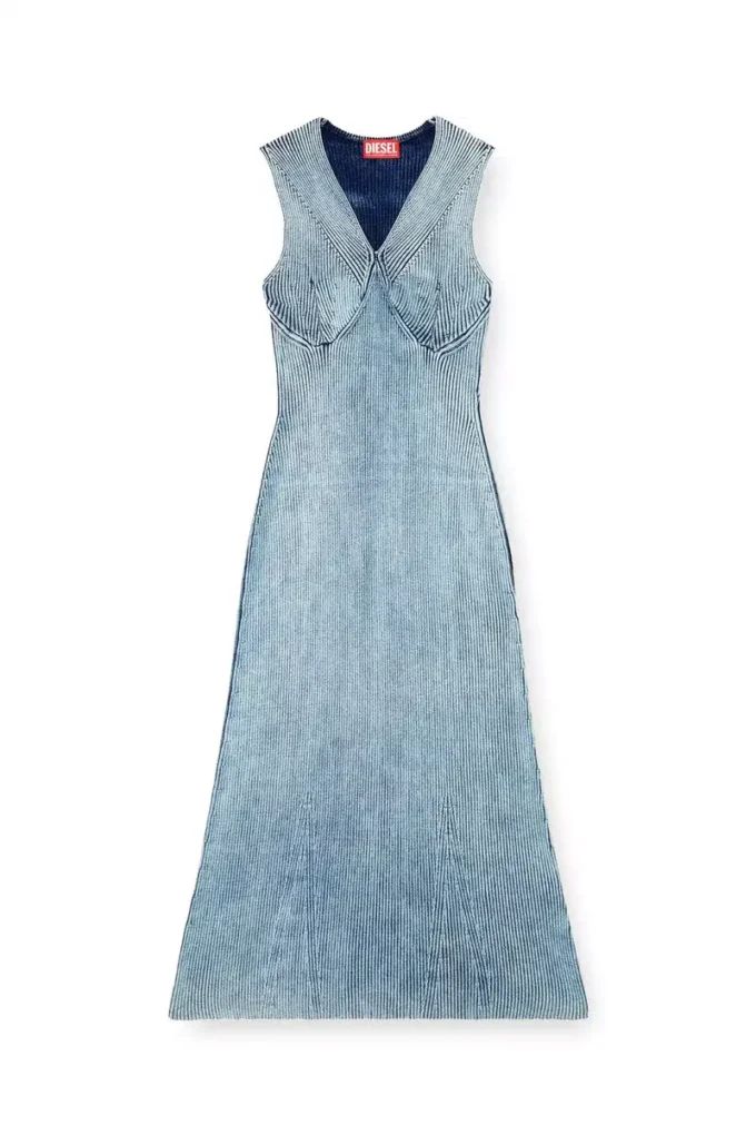 m-milong Abito midi in filato denim con effetto lucido