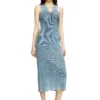 m-milong Abito midi in filato denim con effetto lucido