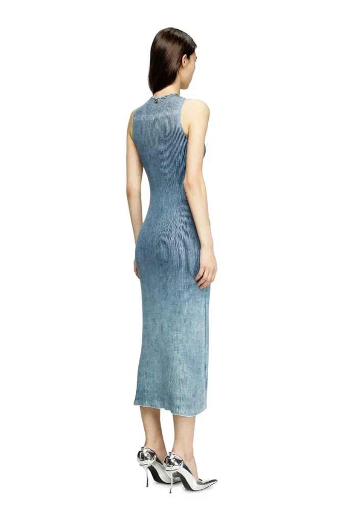 m-milong Abito midi in filato denim con effetto lucido