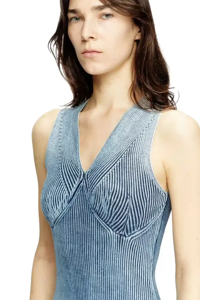m-milong Abito midi in filato denim con effetto lucido