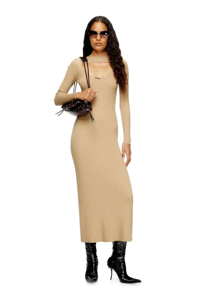 m-oloni Abito midi in lana con intarsio m-oloni Abito midi in lana con intarsio