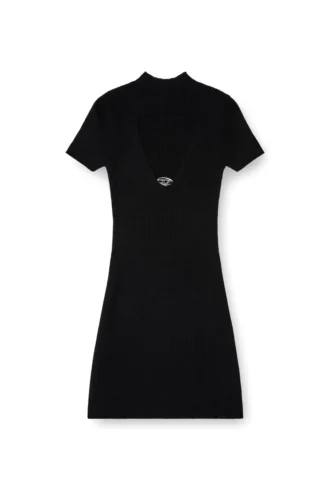 m-olympe Abito corto con cut-out in maglia di lana a coste
