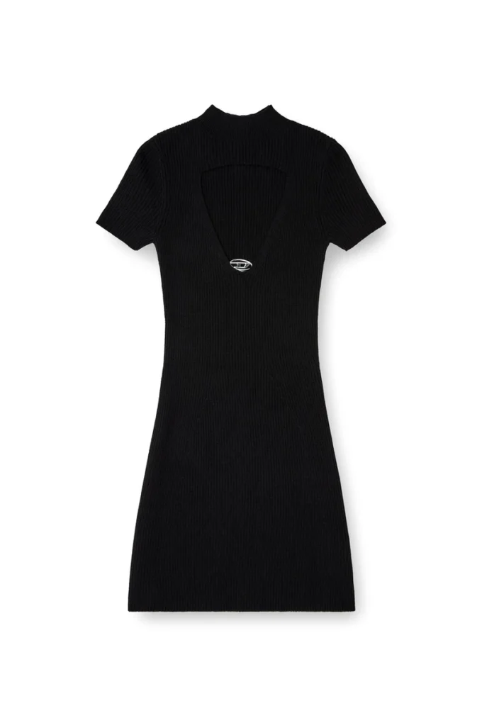 m-olympe Abito corto con cut-out in maglia di lana a coste