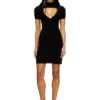 m-olympe Abito corto con cut-out in maglia di lana a coste