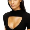 m-olympe Abito corto con cut-out in maglia di lana a coste