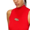 m-onervax Abito corto a collo alto in maglia a costine