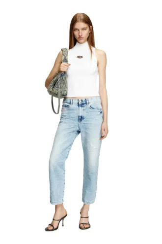 m-onervax-top Top a collo alto in maglia a costine