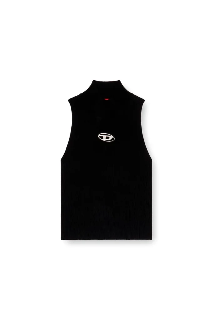 m-onervax-top Top a collo alto in maglia a costine m-onervax-top Top a collo alto in maglia a costine