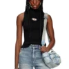 m-onervax-top Top a collo alto in maglia a costine m-onervax-top Top a collo alto in maglia a costine