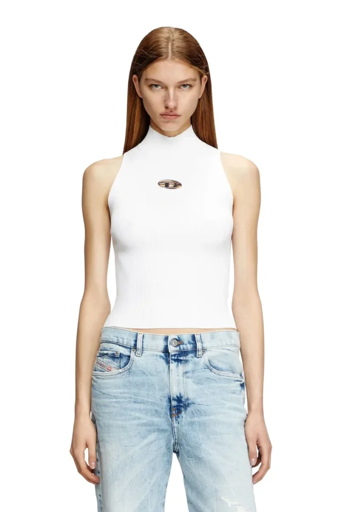 m-onervax-top Top a collo alto in maglia a costine m-onervax-top Top a collo alto in maglia a costine
