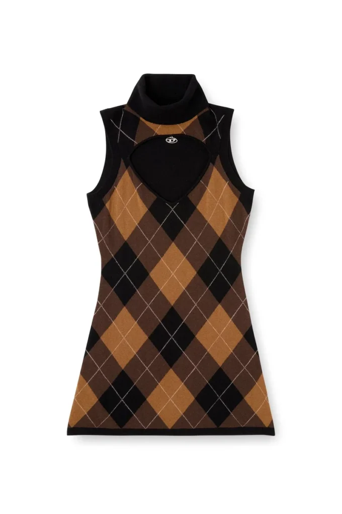 m-romko-dress Abito in lana con motivo argyle
