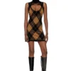 m-romko-dress Abito in lana con motivo argyle