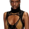 m-romko-dress Abito in lana con motivo argyle