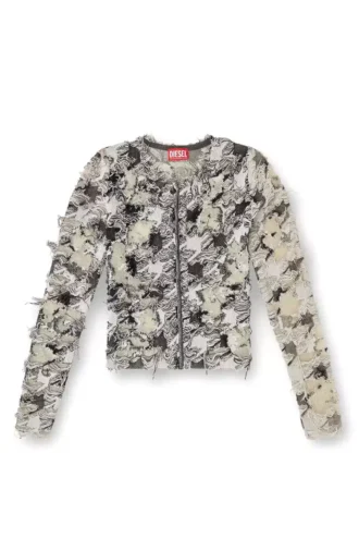 m-sibylla Cardigan in jacquard pied-de-poule devoré