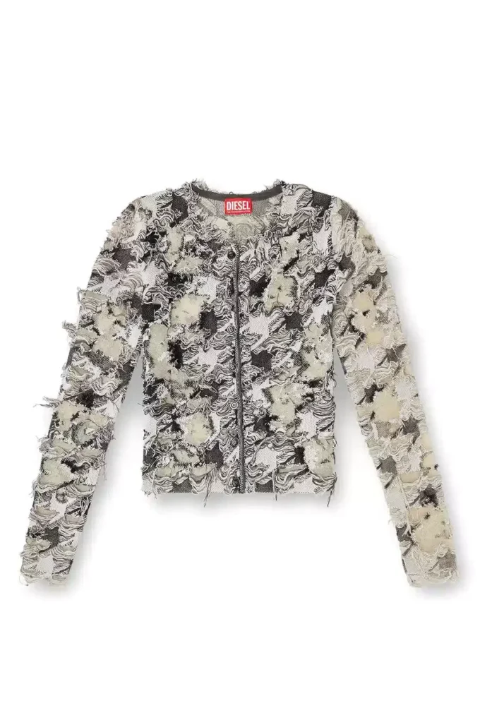 m-sibylla Cardigan in jacquard pied-de-poule devoré