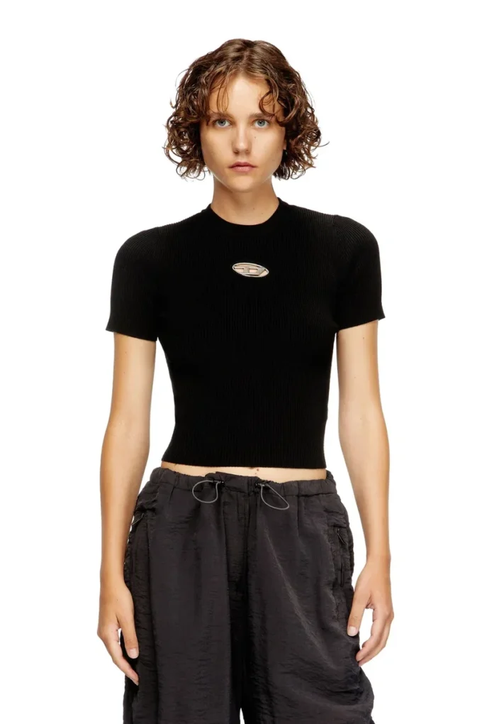 m-valari-ss Maglione a maniche corte con Oval D in metallo m-valari-ss Maglione a maniche corte con Oval D in metallo