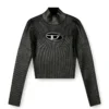 m-valari-tn Maglia a collo alto in maglia a costine con effetto lucido