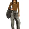 m-valari Top in misto viscosa a costine con Oval D m-valari Top in misto viscosa a costine con Oval D