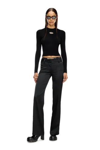 m-valari Top in misto viscosa a costine con Oval D