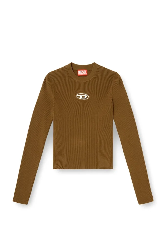 m-valari Top in misto viscosa a costine con Oval D m-valari Top in misto viscosa a costine con Oval D