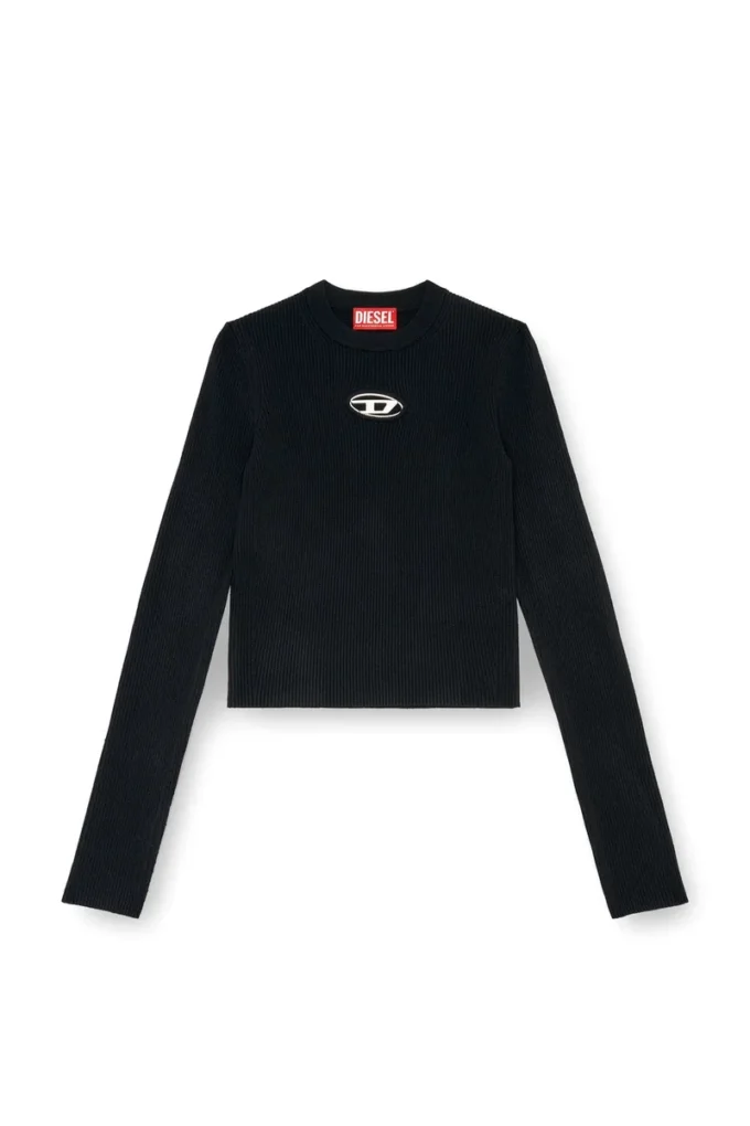 m-valari Top in misto viscosa a costine con Oval D m-valari Top in misto viscosa a costine con Oval D