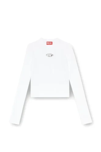 m-valari Top in misto viscosa a costine con Oval D