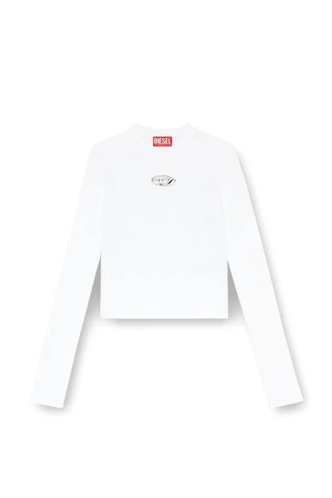 m-valari Top in misto viscosa a costine con Oval D