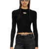 m-valari Top in misto viscosa a costine con Oval D m-valari Top in misto viscosa a costine con Oval D