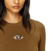 m-valari Top in misto viscosa a costine con Oval D m-valari Top in misto viscosa a costine con Oval D