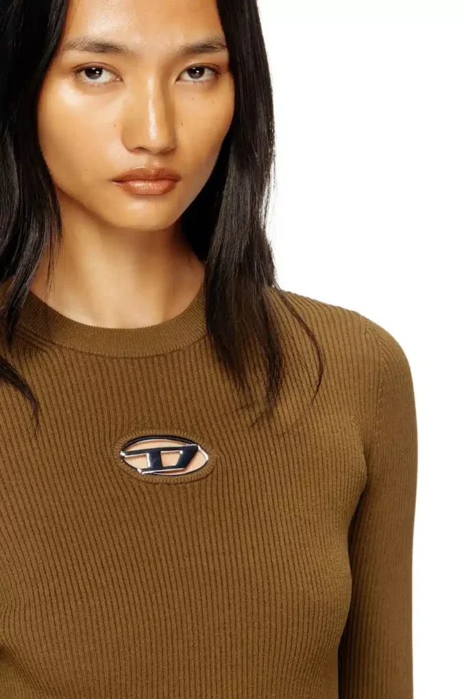 m-valari Top in misto viscosa a costine con Oval D m-valari Top in misto viscosa a costine con Oval D