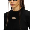 m-valari Top in misto viscosa a costine con Oval D m-valari Top in misto viscosa a costine con Oval D