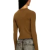 m-valari Top in misto viscosa a costine con Oval D m-valari Top in misto viscosa a costine con Oval D