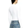 m-valari Top in misto viscosa a costine con Oval D