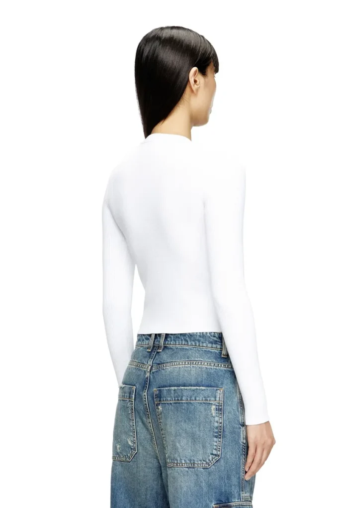m-valari Top in misto viscosa a costine con Oval D