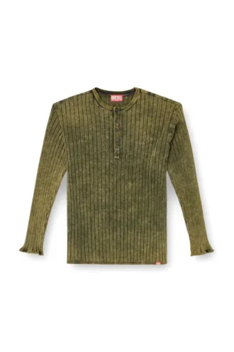 Maglia Henley in jersey a costine larghe trattato