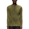 Maglia Henley in jersey a costine larghe trattato