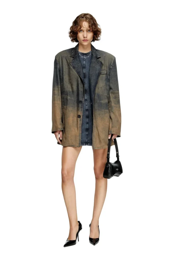 Maniche a coppa Miniabito in jersey effetto denim Maniche a coppa Miniabito in jersey effetto denim