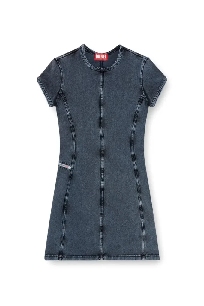 Maniche a coppa Miniabito in jersey effetto denim Maniche a coppa Miniabito in jersey effetto denim