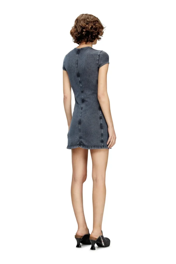 Maniche a coppa Miniabito in jersey effetto denim Maniche a coppa Miniabito in jersey effetto denim