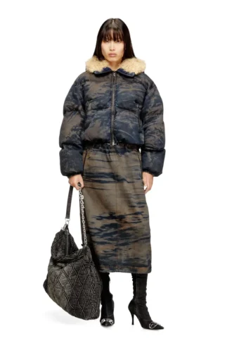 o-mirtow-den Gonna midi in denim con coulisse