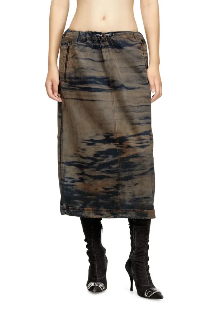 o-mirtow-den Gonna midi in denim con coulisse o-mirtow-den Gonna midi in denim con coulisse