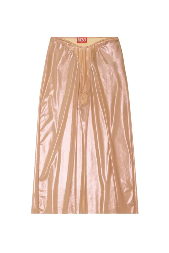 o-moni Gonna midi trasparente in tulle lucido rivestito