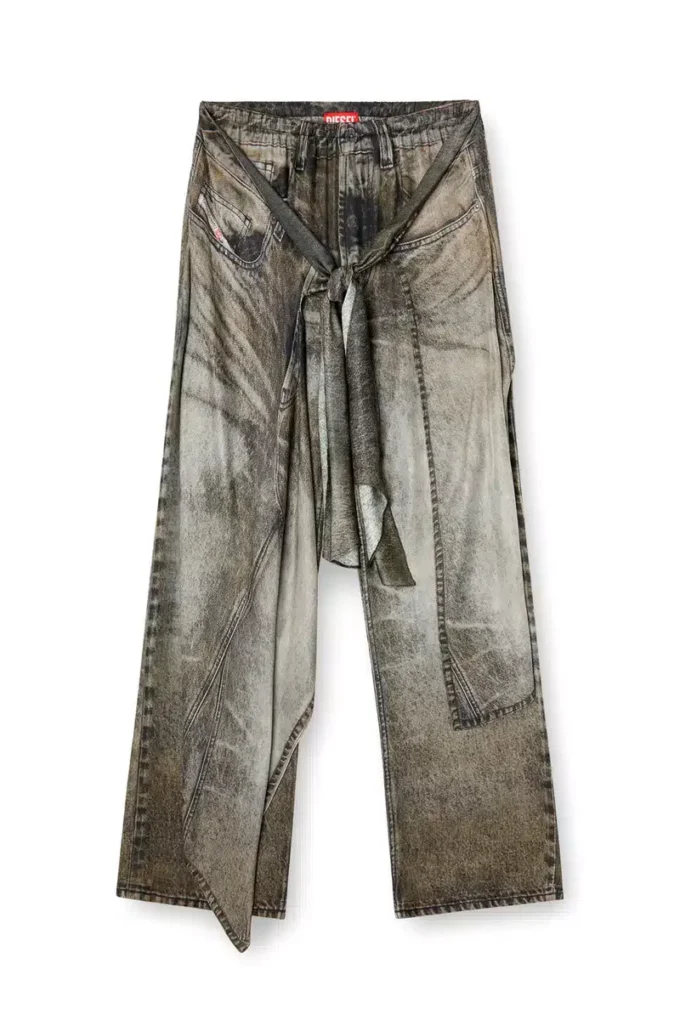 p-aloma Pantaloni avvolgenti in viscosa effetto denim p-aloma Pantaloni avvolgenti in viscosa effetto denim