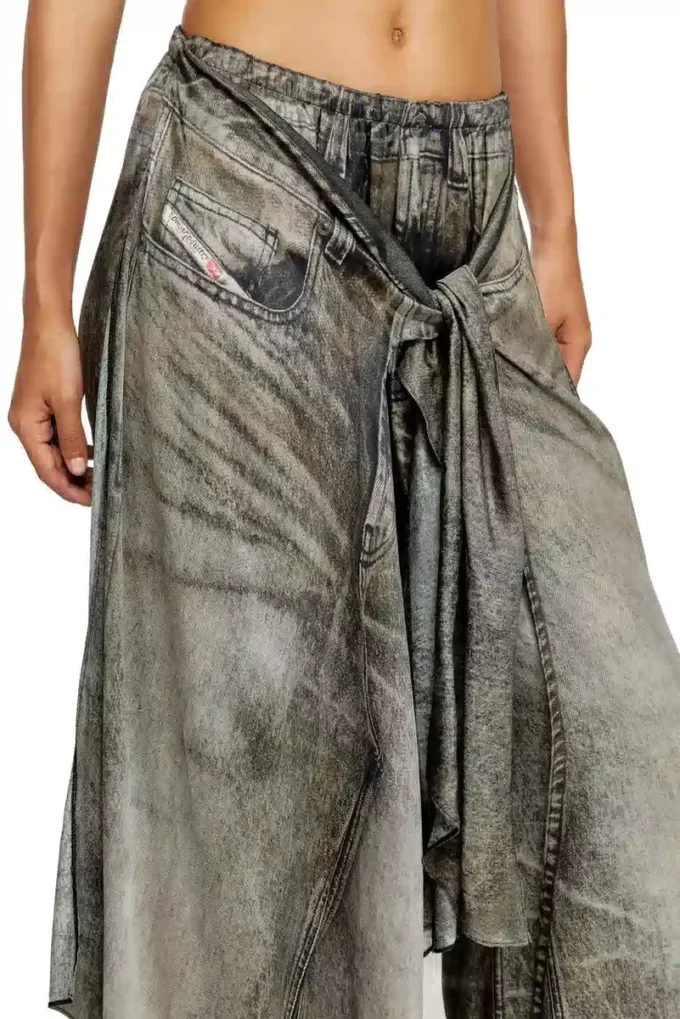 p-aloma Pantaloni avvolgenti in viscosa effetto denim p-aloma Pantaloni avvolgenti in viscosa effetto denim