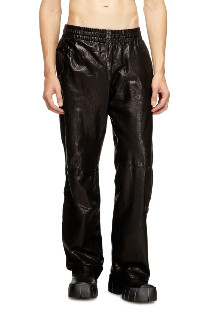 p-bru Pantaloni elasticizzati in pelle bollita p-bru Pantaloni elasticizzati in pelle bollita